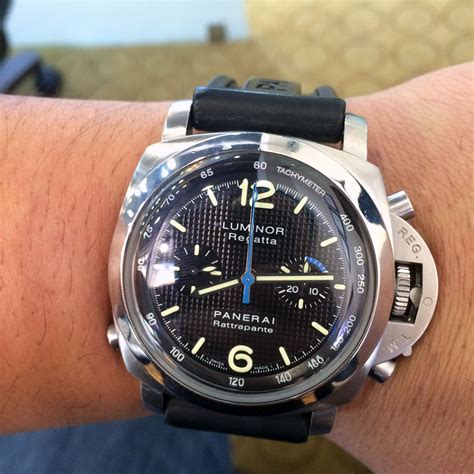 panerai luminor regatta rattrapante japanese replica pvd watch review|panerai chronograph flyback.